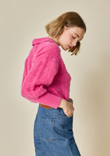 PULL MOHAIR COL V PAILLETTE