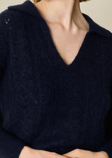 PULL MOHAIR COL V PAILLETTE