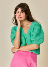 CARDIGAN MANCHES COURTES AMZA