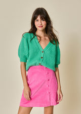 CARDIGAN MANCHES COURTES AMZA