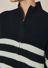 FLORINA STRIPED TRUCK COLLAR SWEATER