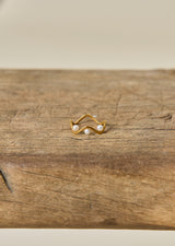 BAGUE VAGUE PERLÉE DORÉE