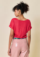 ANGELA Shiny Round Neck T-Shirt