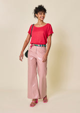 ANGELA Shiny Round Neck T-Shirt