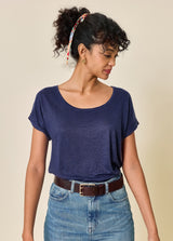 ANGELO linen crew-neck T-Shirt