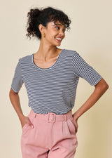 YONIE BOAT-NECK T-SHIRT