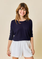 BLUEBERRY BOAT-NECK PULLOVER