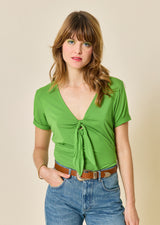 V-NECK T-SHIRT WITH BEDDY BOW