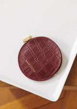 PORTE-MONNAIE HAVANA ROND CUIR EFFET CROCO BORDEAUX | MARIE SIXTINE