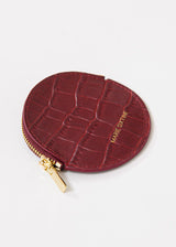 PORTE-MONNAIE HAVANA ROND CUIR EFFET CROCO BORDEAUX | MARIE SIXTINE