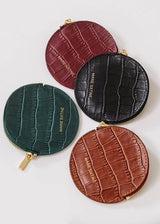 PORTE-MONNAIE HAVANA ROND CUIR EFFET CROCO BORDEAUX | MARIE SIXTINE