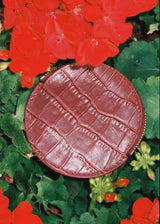 PORTE-MONNAIE HAVANA ROND CUIR EFFET CROCO BORDEAUX | MARIE SIXTINE