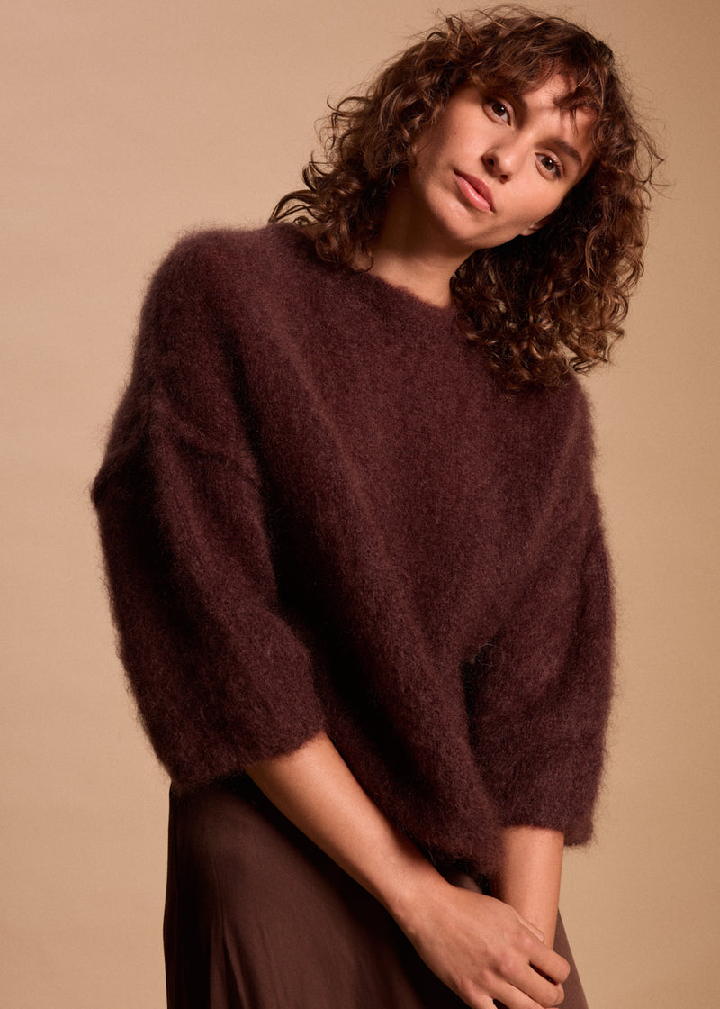 PULL MOHAIR COL ROND GLYCINE