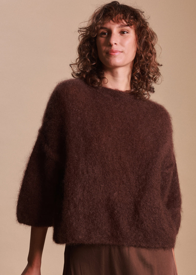 PULL MOHAIR COL ROND GLYCINE
