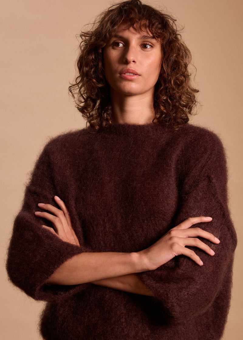 PULL MOHAIR COL ROND GLYCINE