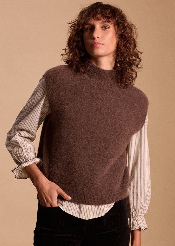 MAILLE MOHAIR SANS MANCHES COL MONTANT VITTORIA