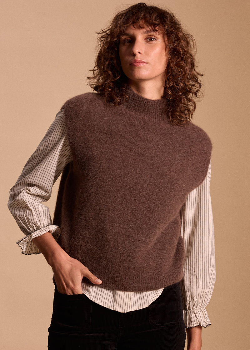 MAILLE MOHAIR SANS MANCHES COL MONTANT VITTORIA