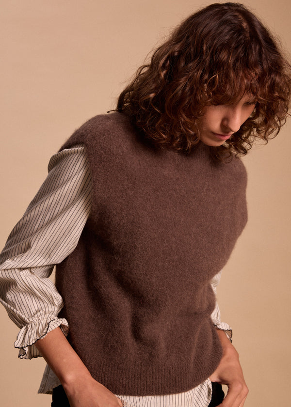 MAILLE MOHAIR SANS MANCHES COL MONTANT VITTORIA