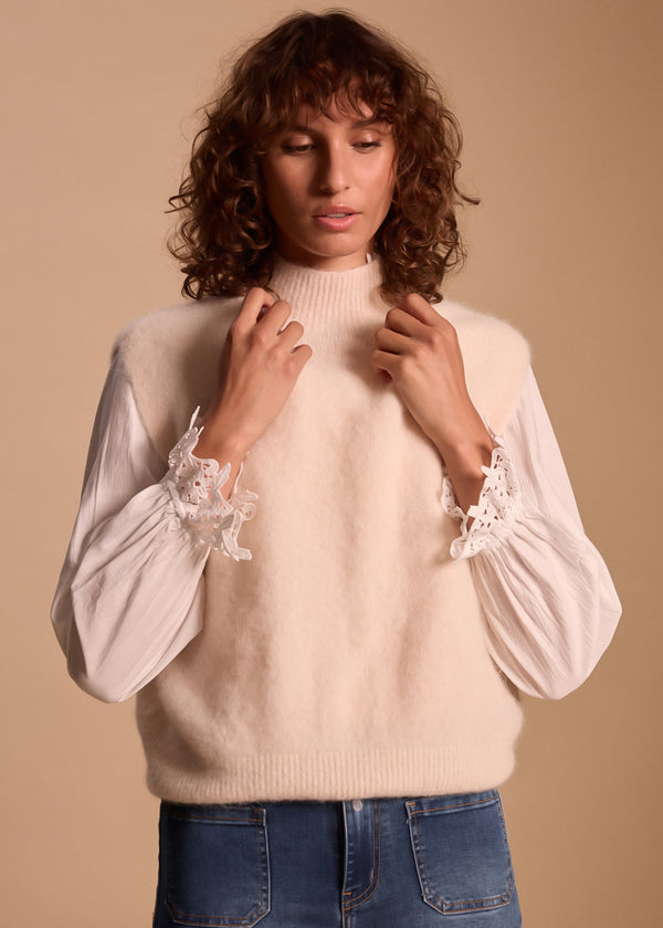 MAILLE MOHAIR SANS MANCHES COL MONTANT VITTORIA