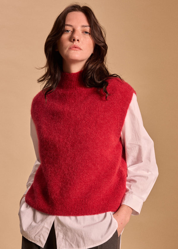 MAILLE MOHAIR SANS MANCHES COL MONTANT VITTORIA