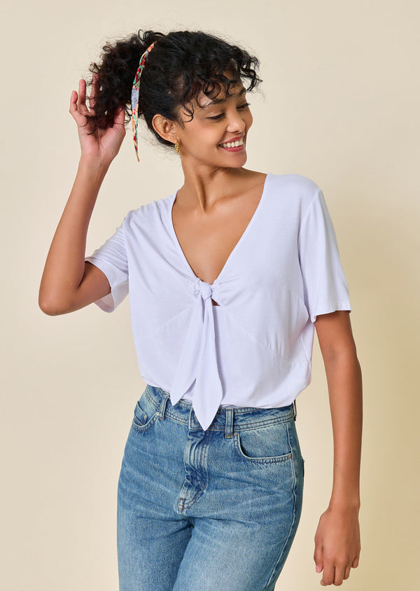 V-NECK T-SHIRT WITH BEDDY BOW
