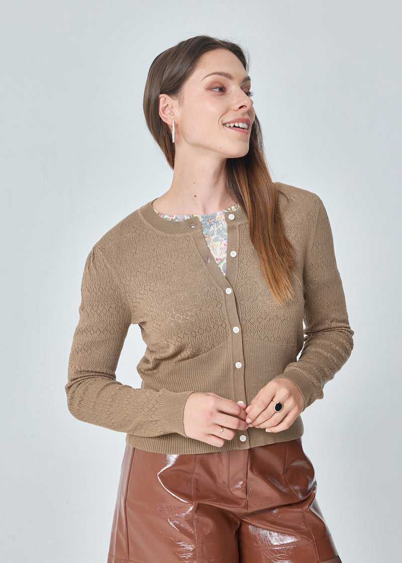 ANGELINOU MERINO ROUND NECK CARDIGAN