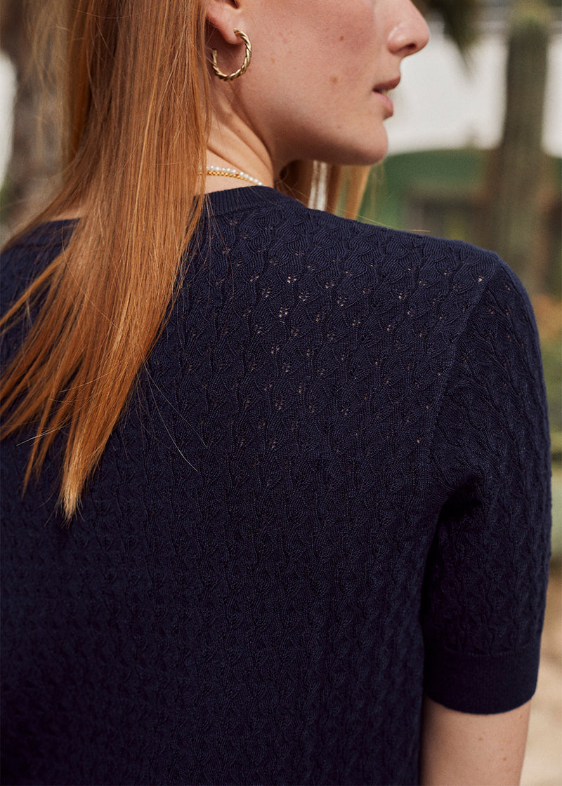 PULL MERINOS MANCHES COURTES AXELLE SAILOR | MARIE SIXTINE